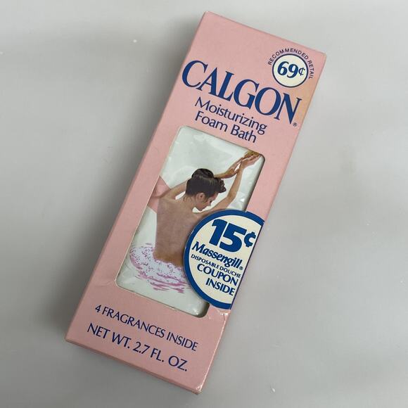 Vintage CALGON Moisturizing Foam Bath Unopened 4 Pack 2.7 Fl Oz - Picture 1 of 10